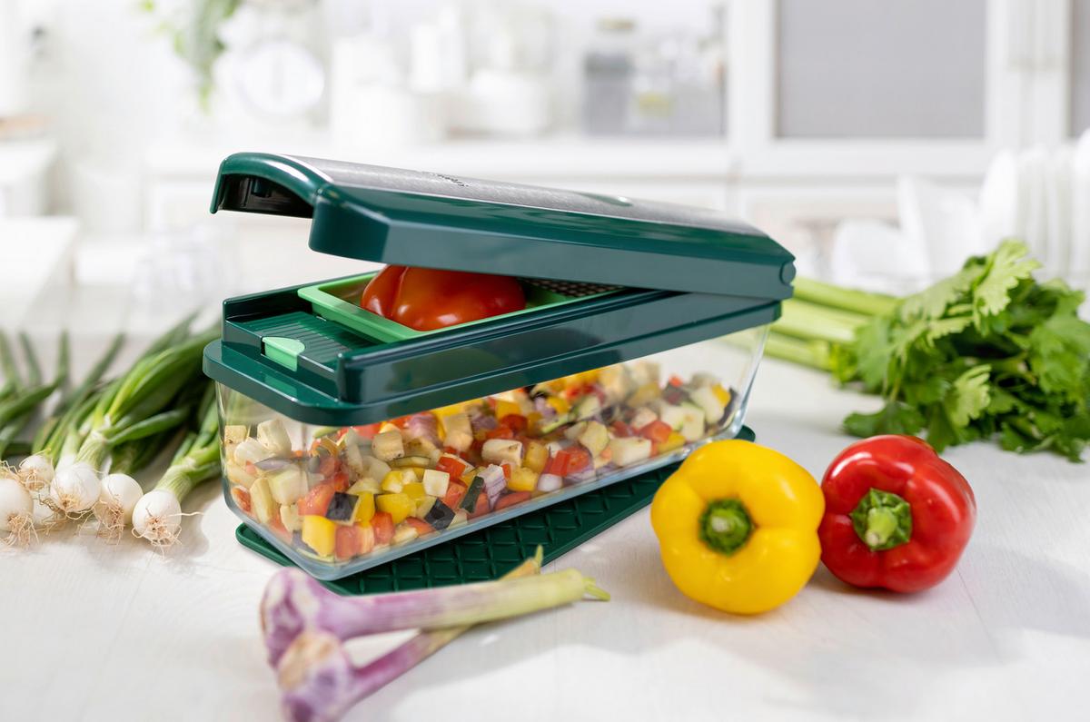 Frischhaltedose Nicer Dicer Ca. 1,8 L Mit Deckel 3--Teilig. - Transparent/Grün, Basics, Glas/Kunststoff (1,8l) - Genius
