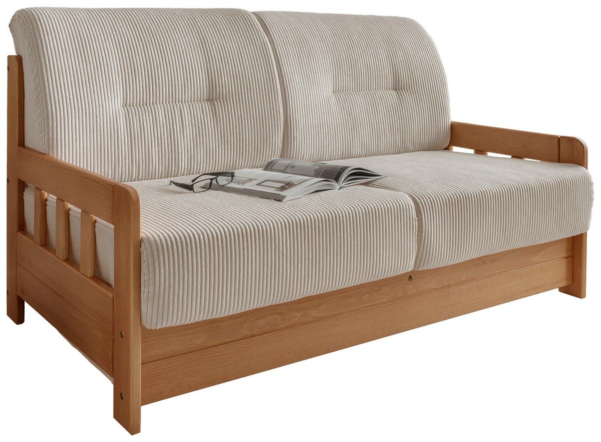 2-sitzer-sofa Mit Schlaffunktion Camino B:154 Cm - Beige/Kieferfarben, MODERN, Holz/Textil (154/88/90cm) - Livetastic