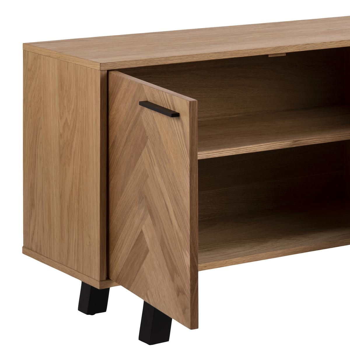 Sideboard Brighton B: 150 cm Eiche Dekor 3-Türig - Eichefarben/Schwarz, KONVENTIONELL, Holzwerkstoff (150/71/40cm) - MID.YOU