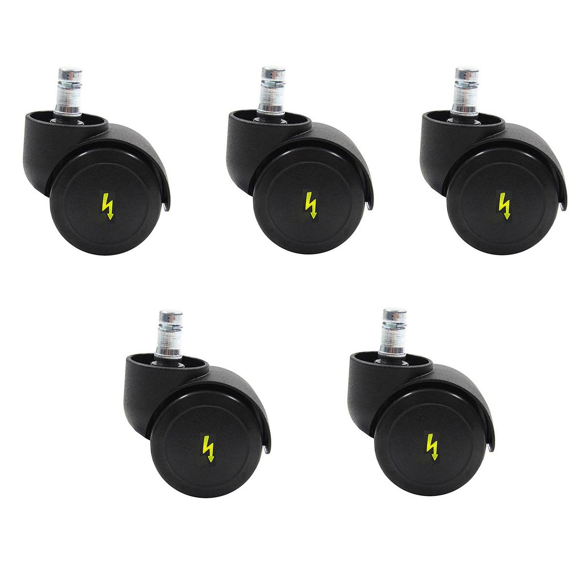 Bürostuhlrollen Rolo Esd Schwarz Ø 5 Cm 5er-Set - Schwarz, Basics, Kunststoff/Metall (5/6,1/5cm) - MID.YOU
