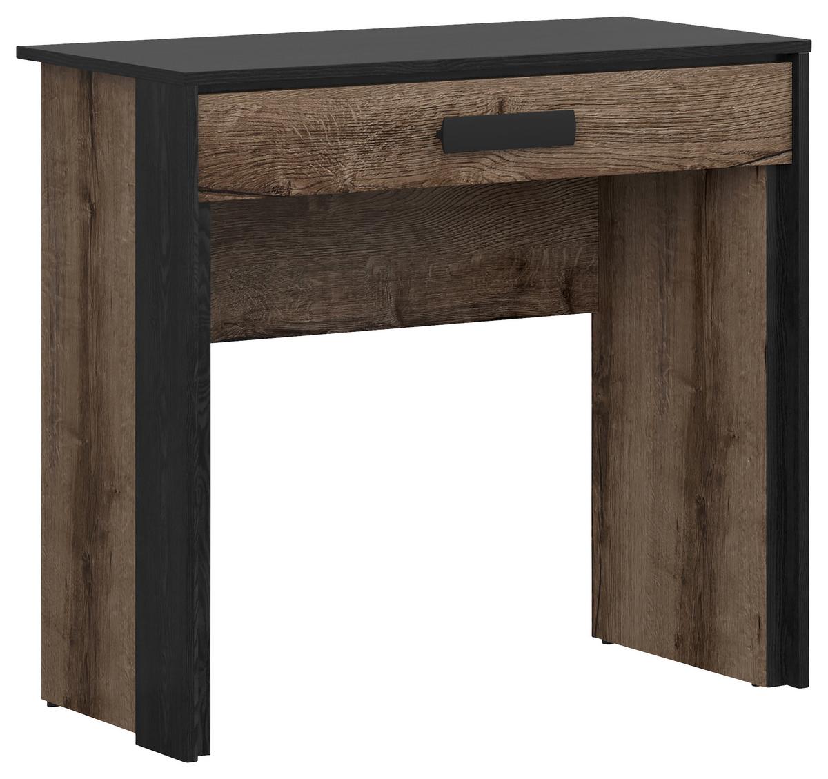 Konsolentisch Kassel Holz Dekor B: 41 cm 1 Lade - Eichefarben/Schwarz, Design, Holzwerkstoff (85/41/77cm)