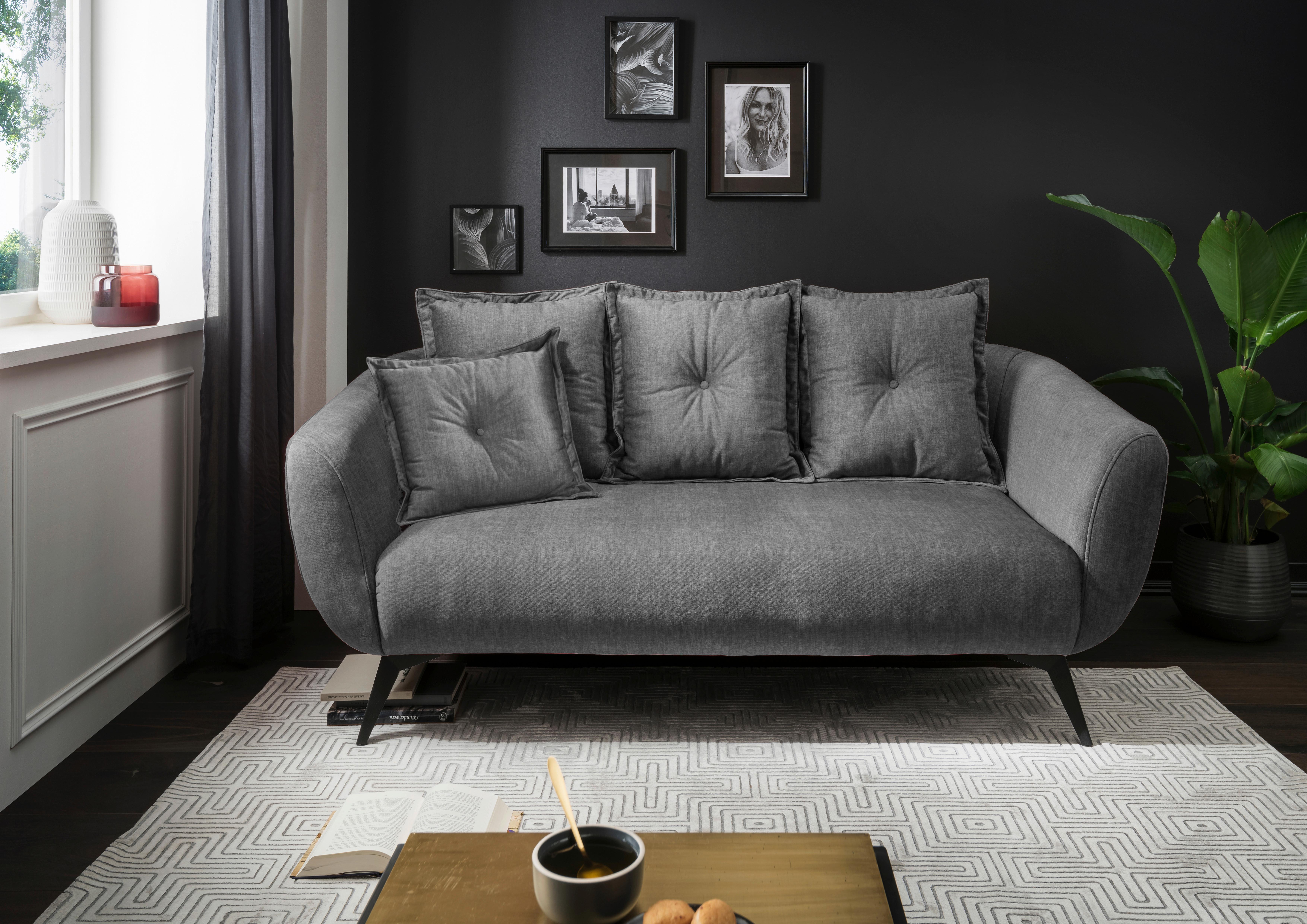 2,5-Sitzer-Sofa Baggio mit Kissen Grau - Schwarz/Grau, MODERN, Holz/Textil (196/94/103cm) - Livetastic