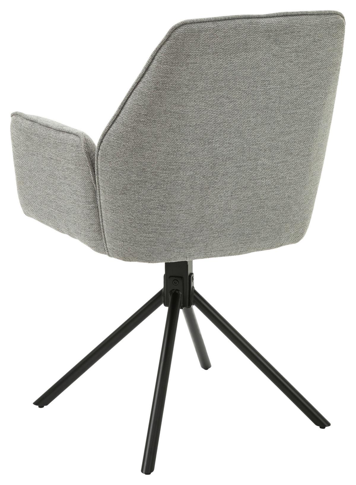 Armlehnstuhl Blair Hellgrau/ Schwarz Gepolstert 2-Er Set - Hellgrau/Schwarz, KONVENTIONELL, Textil/Metall (57/89/61cm) - MID.YOU