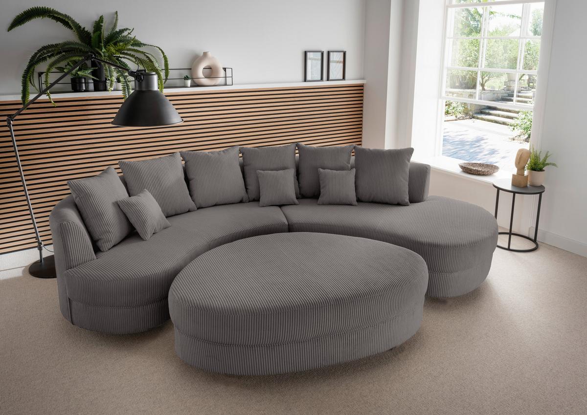 Wohnlandschaft Limoncello Grau S: 300x160 cm - Schwarz/Grau, Design, Textil (300/160cm) - Livetastic