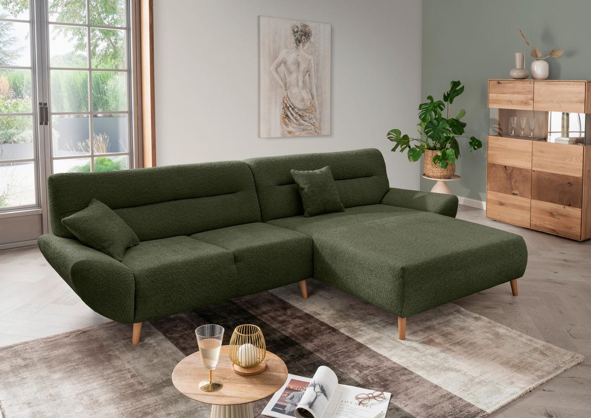 Ecksofa Drago Waldgrün S: 290x166 cm - Waldgrün/Wildeiche, KONVENTIONELL, Textil (290/166cm) - MID.YOU