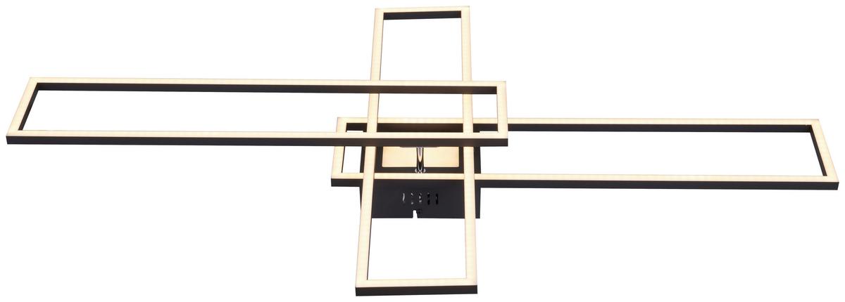 LED-Deckenleuchte Layla L: 99 cm 3-Fach Schaltbar - Opal/Schwarz, MODERN, Kunststoff/Metall (99/60/11,5cm) - Luca Bessoni