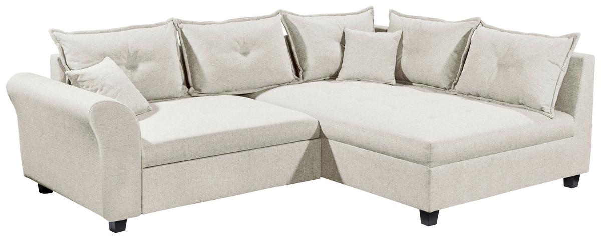Ecksofa Liz Beige S: 252x175 cm - Beige/Schwarz, MODERN, Textil (252/175cm) - Livetastic