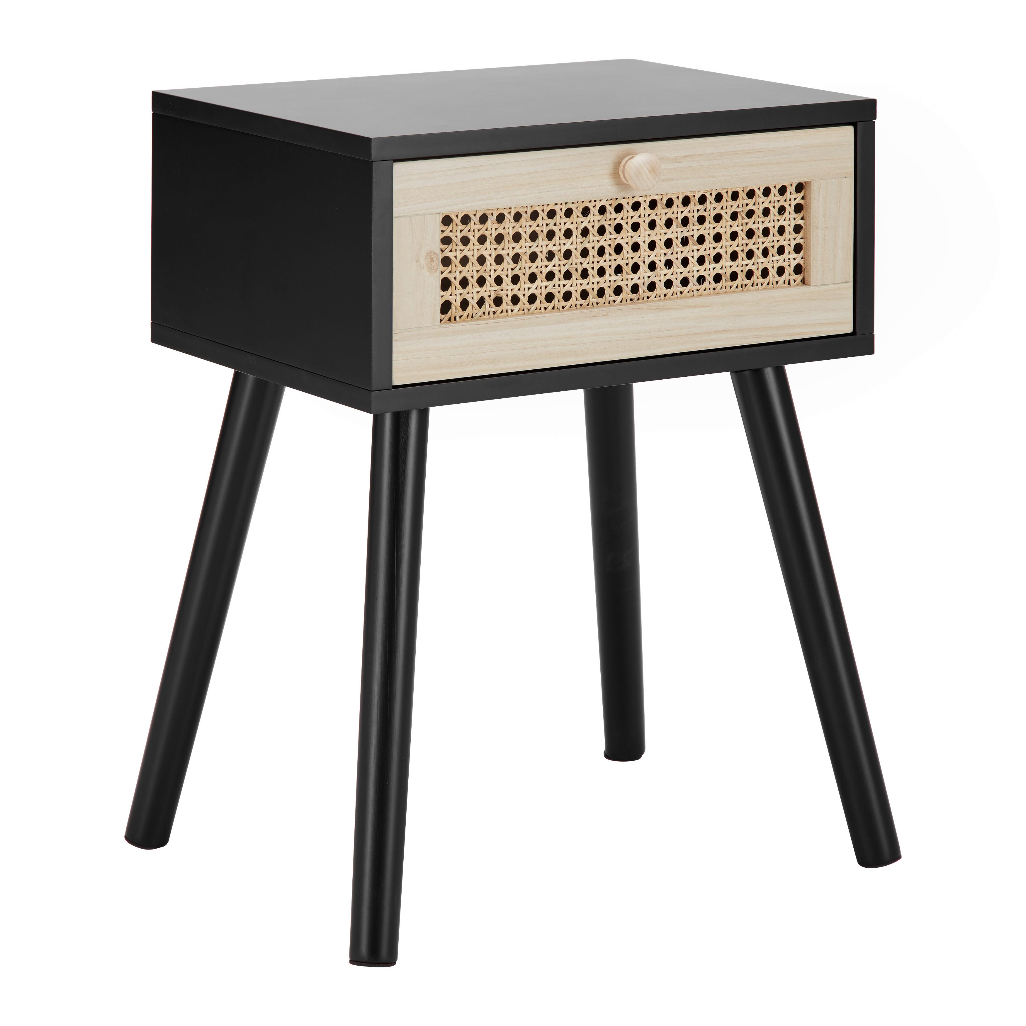 Odkládací stolek DENIS černý - černá/přírodní barvy, Moderní, dřevo/kompozitní dřevo (40/30/54cm) - Bessagi Home