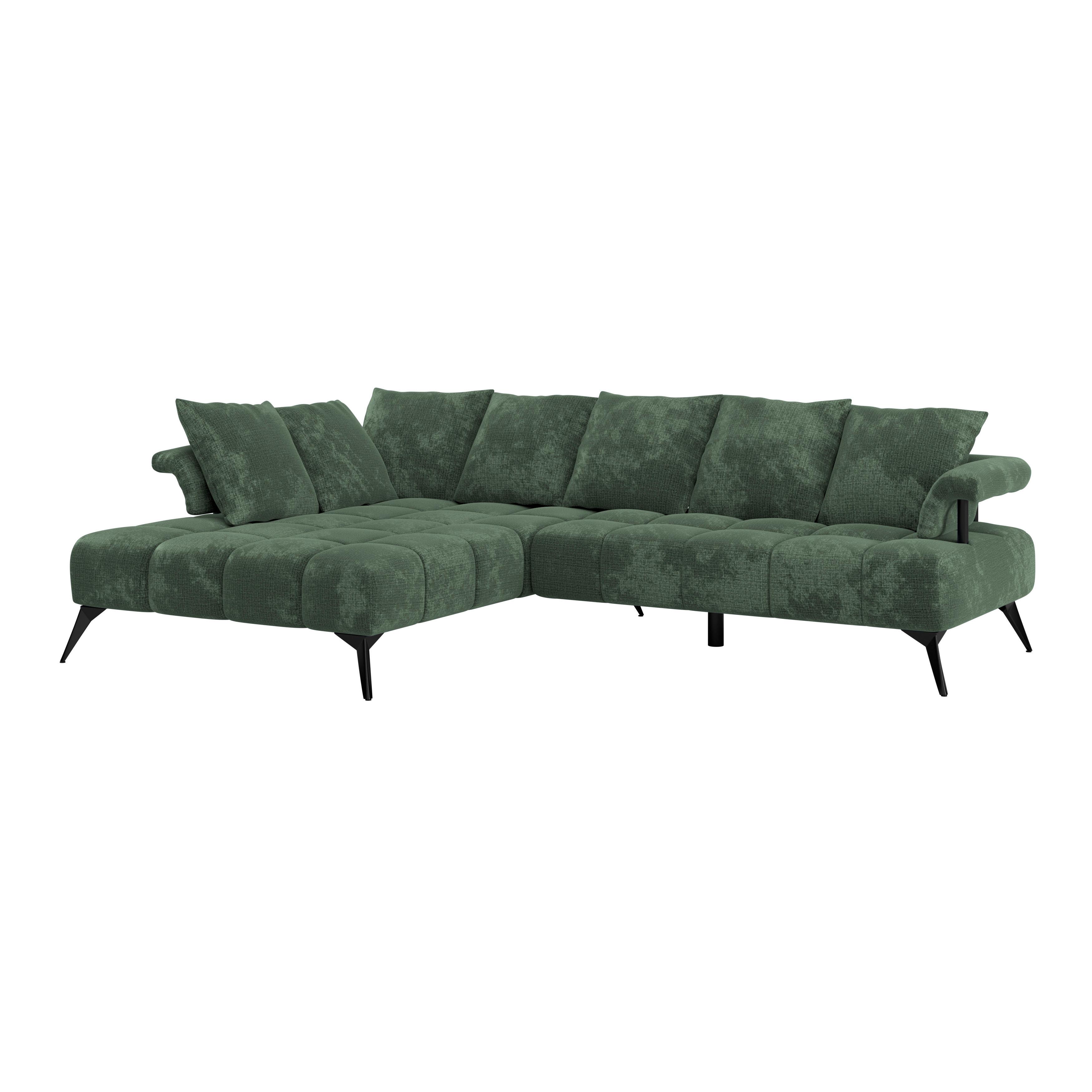 Ecksofa Vanessa New - Schwarz/Grün, MODERN, Textil (200/297cm)