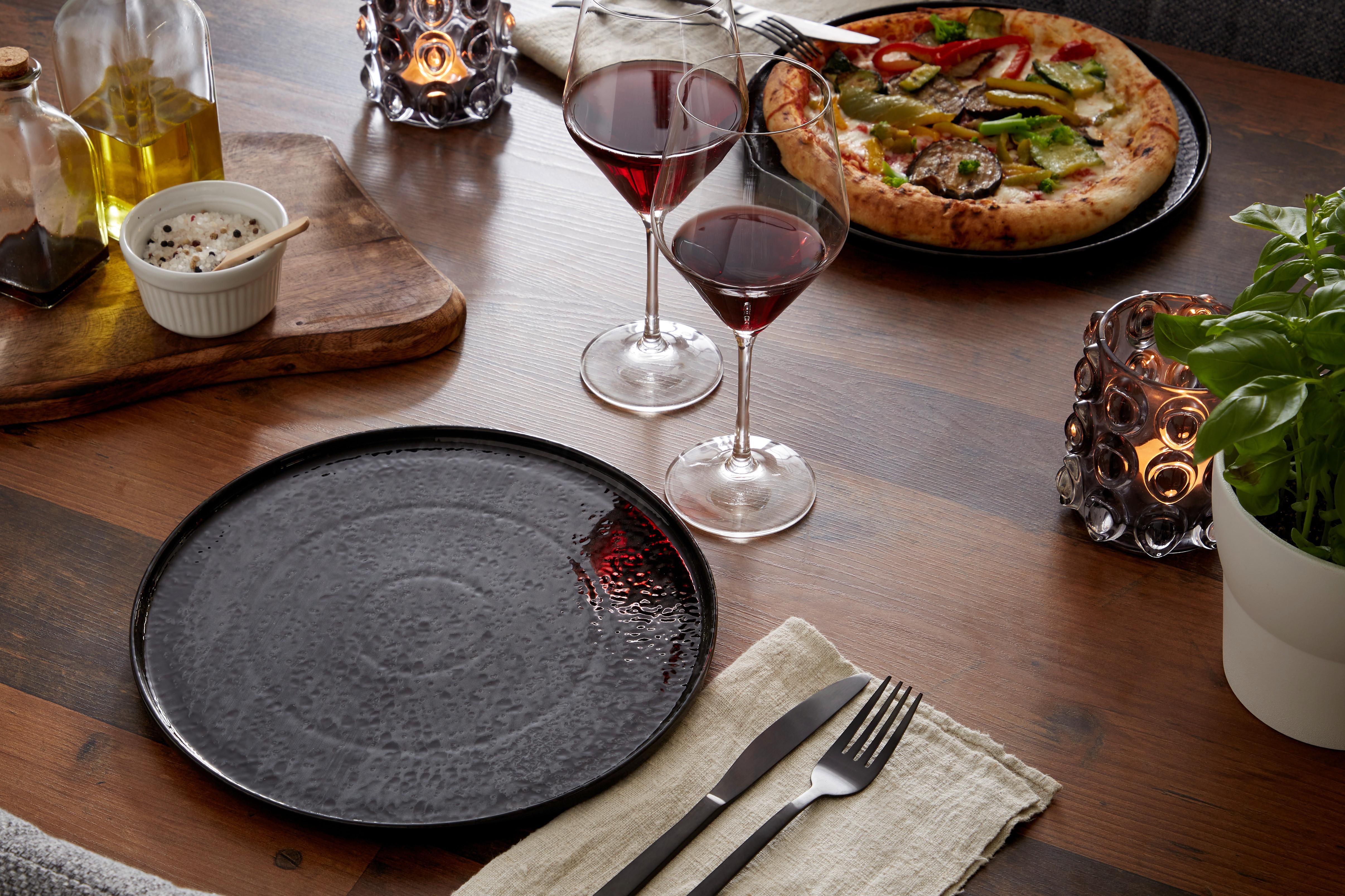Pizzateller Porzellan Schwarz Turmalin Ø ca. 28 cm - Schwarz, MODERN, Keramik (28cm) - James Wood