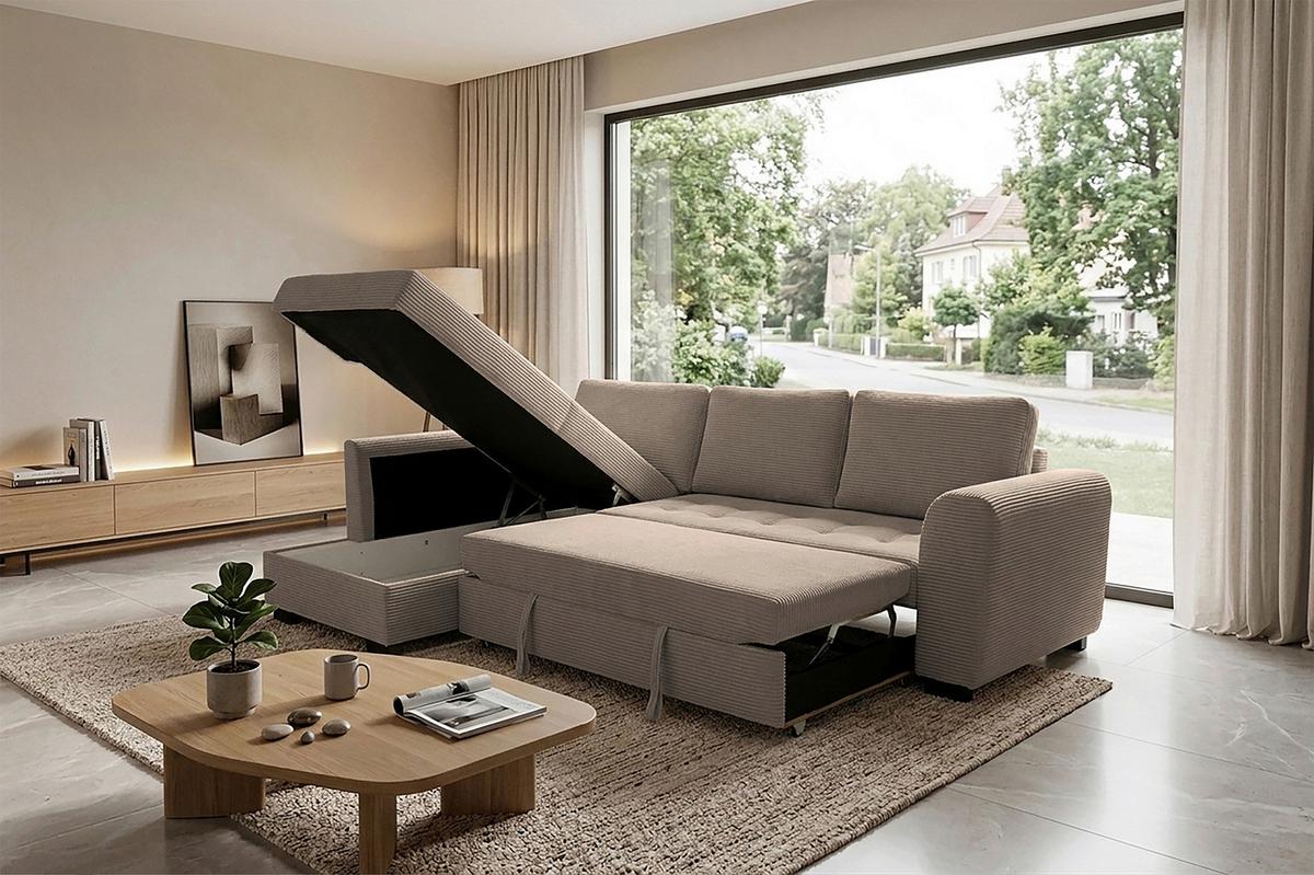 Ecksofa John Karamell S: 178x239 Cm - Karamell/Schwarz, Trend, Textil (178/239cm)