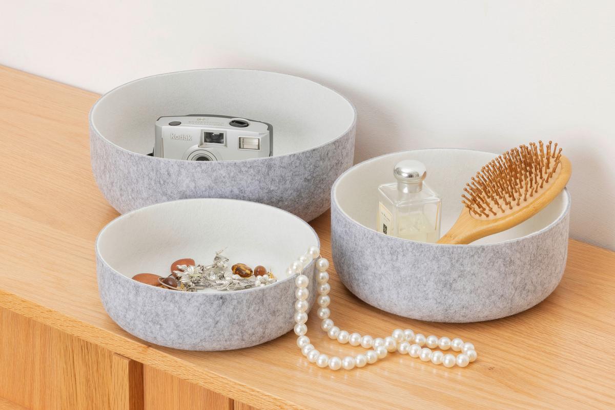 Korbset Stefan - Hellgrau/Weiß, KONVENTIONELL, Kunststoff - Luca Bessoni