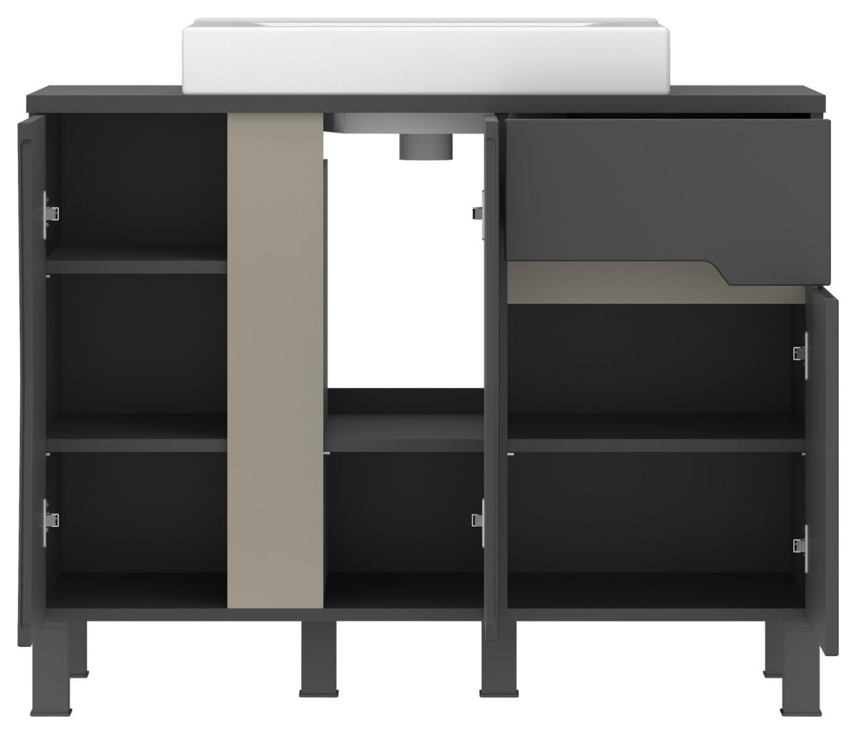 Waschtischkombi Manhattan Man Lu2 - Anthrazit/Weiß, MODERN, Keramik/Holzwerkstoff (100cm) - Luca Bessoni