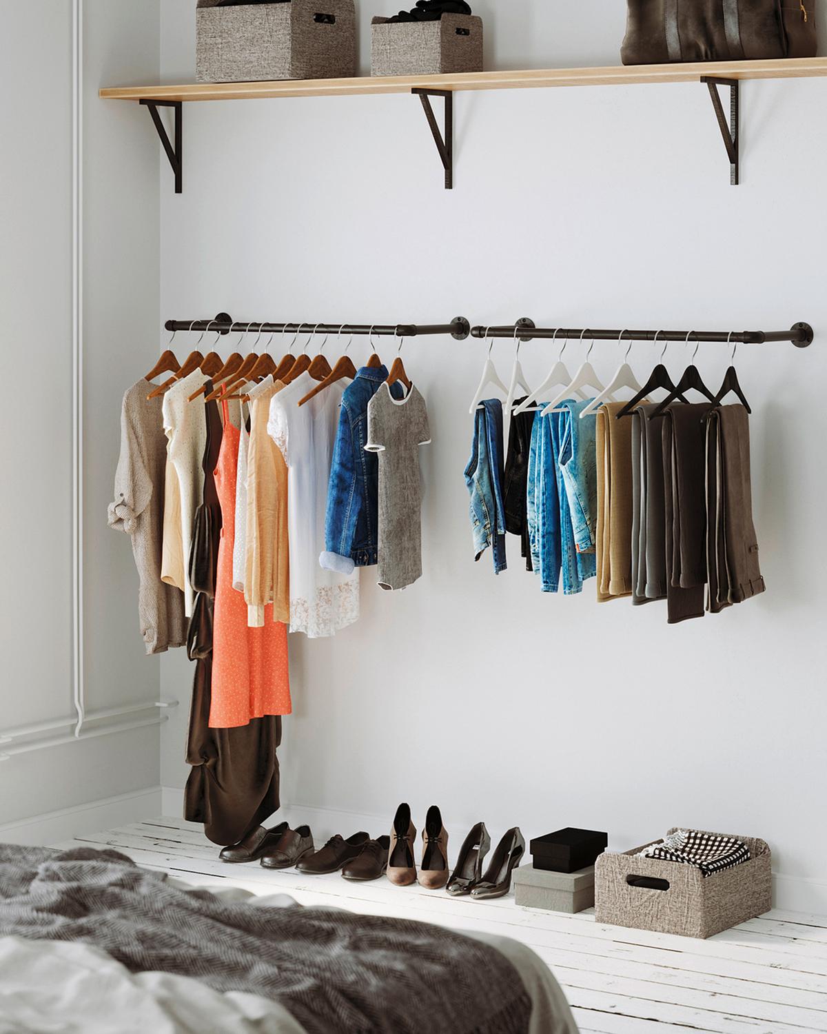 Wandgarderobe Schwarz B: 30 Cm - Schwarz, Basics, Metall (30/92cm)