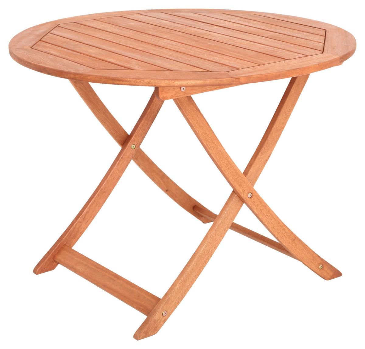 Gartentisch Klappbar Eukalyptusholz ⌀ 100 cm - Naturfarben, KONVENTIONELL, Holz (100/100/75cm) - Gardenson