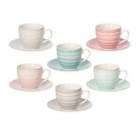 Teetassenset Iris Bamboo 12-Tlg. Keramik Multicolor - Greige/Beige, Basics, Keramik - Tognana