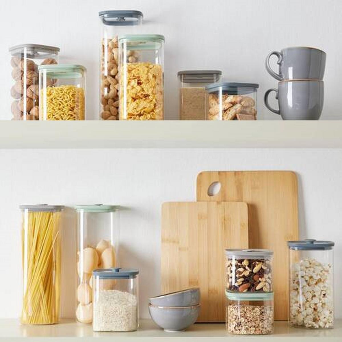 SKLENĚNÁ DÓZA NA POTRAVINY SELINA - CA. 2,1L - čiré, Moderní, plast/sklo (10,3/26,8/10,3cm) - Modern Living