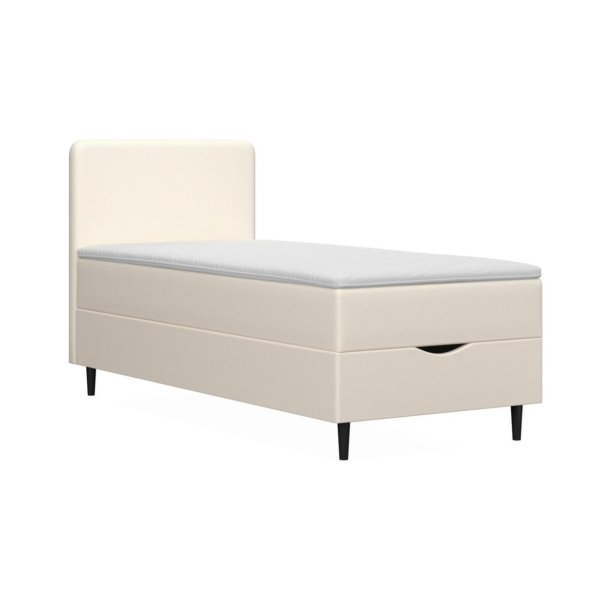 Boxspringová posteľ VIDA 90x200, krémová, s topperom - čierna/slonovinová, Modern, drevo/textil (90/200cm) - Bessagi Home