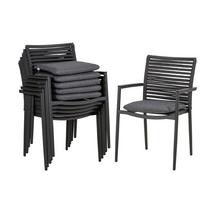 Gartensessel-set 6-tlg. Stapelbar New Jersey Metall - Dunkelgrau/Anthrazit, Basics, Holzwerkstoff/Kunststoff (61/57/86cm) - Acamp