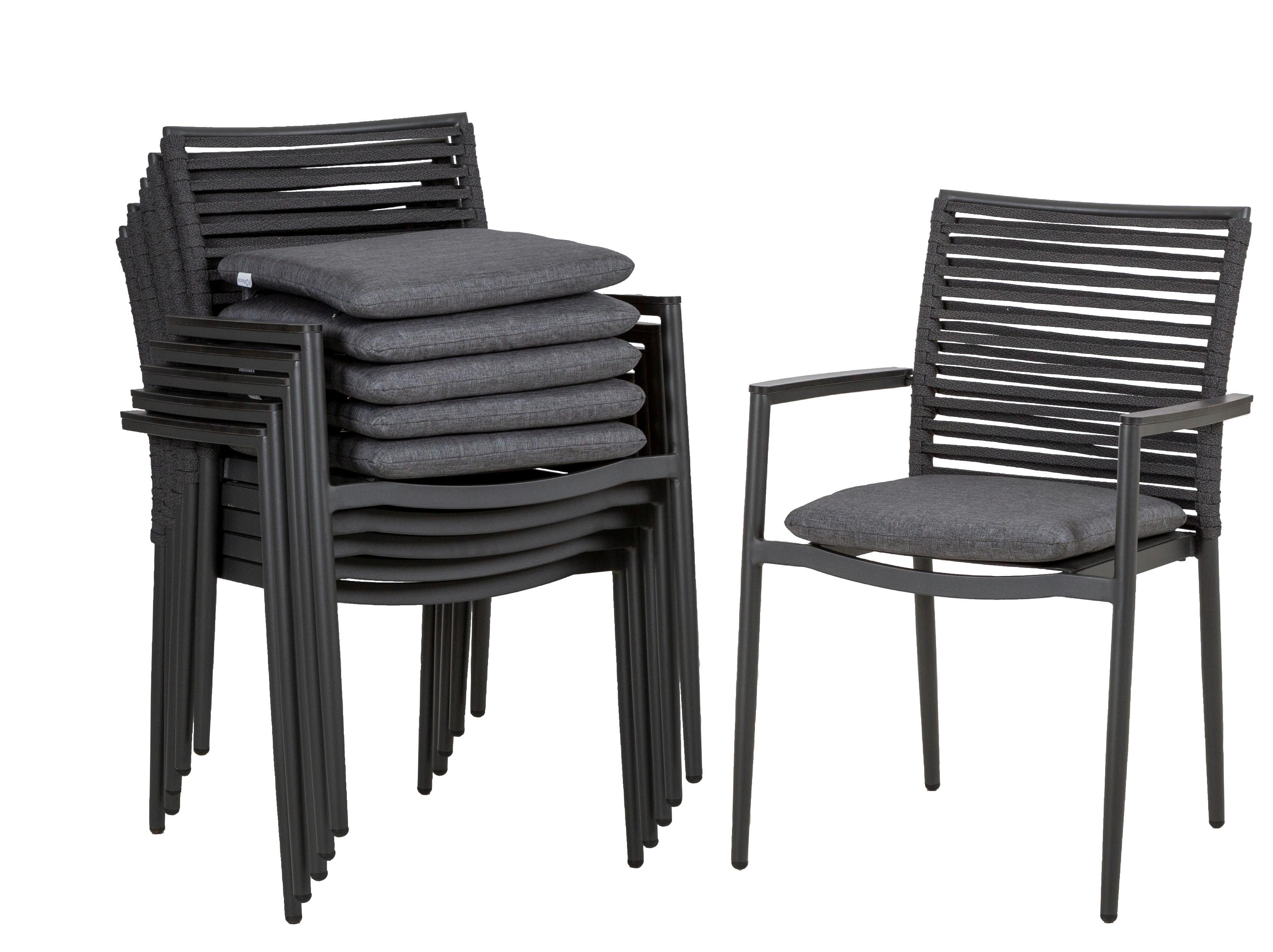 Gartensessel-Set 6-Tlg. Stapelbar New Jersey Metall