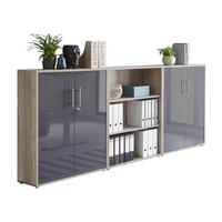 Office Edition B: 253,2 Cm Sonoma Eiche/anthrazit - Anthrazit Hochglanz/Sonoma Eiche, MODERN, Holzwerkstoff (253,2/113,6/33cm) - MID.YOU