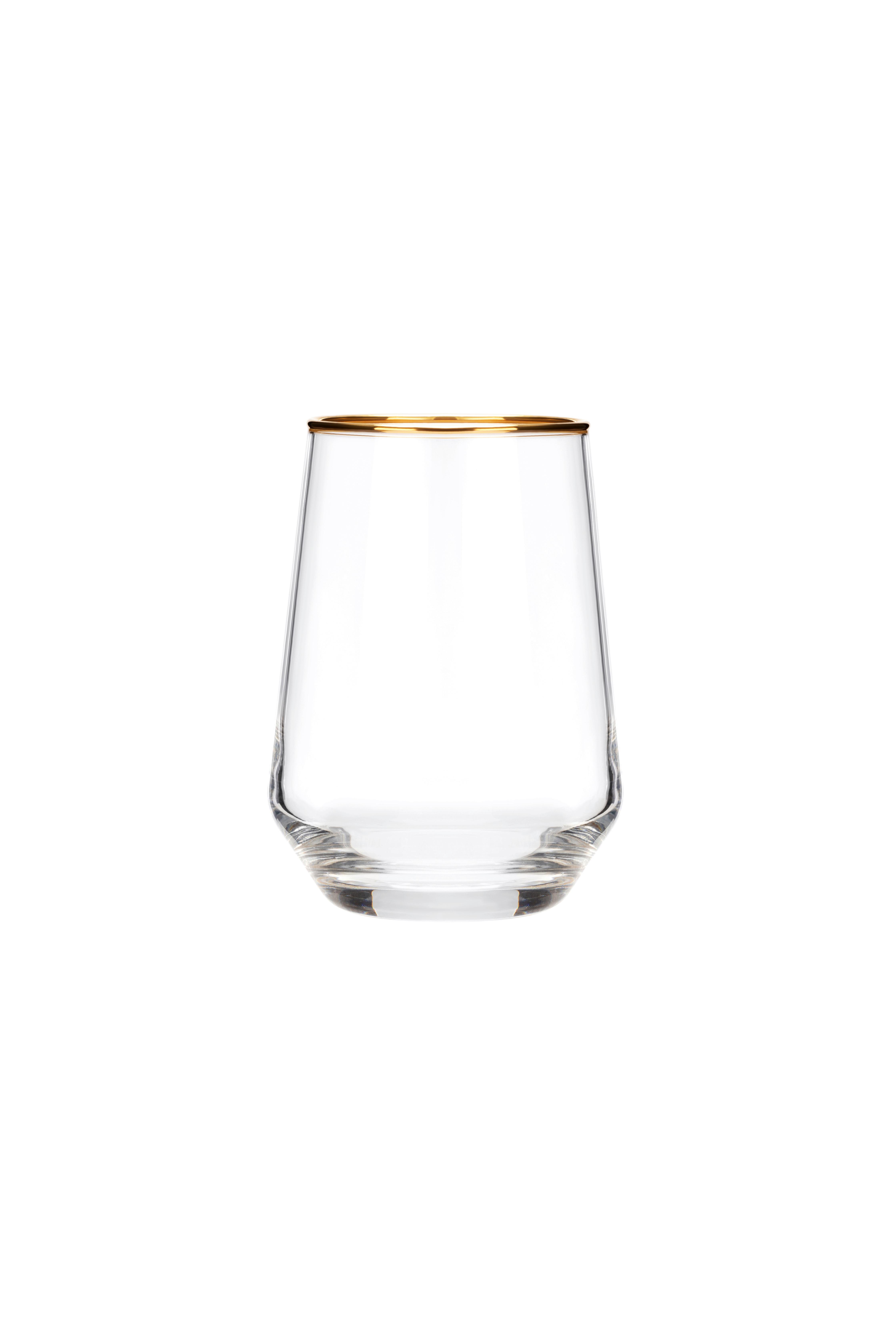 Trinkglas Winona - Klar/Goldfarben, Basics, Glas (6.6/11.5cm) - Luca Bessoni