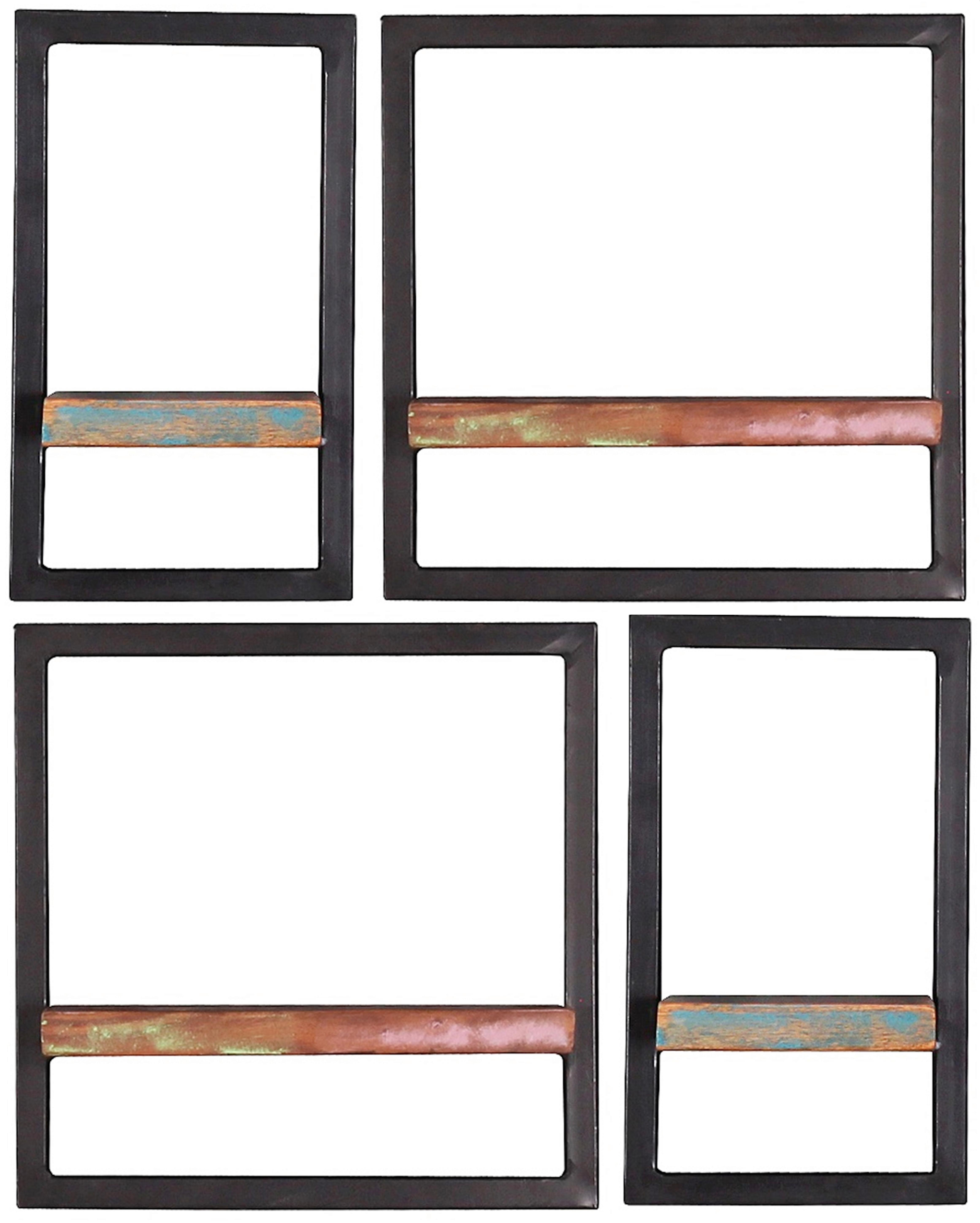 Wandregalset 4--Teilig. Altholz/Schwarz B: 60cm - Multicolor/Schwarz, Design, Holz/Metall (60/75/25cm) - MID.YOU