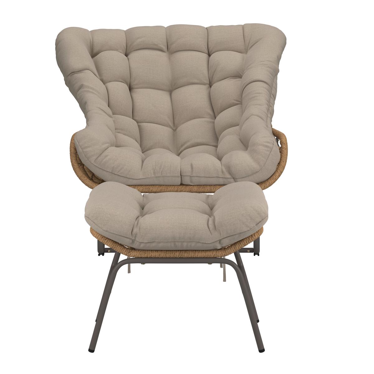 Garten-Relaxsessel Sarah - Gelb/Beige, MODERN, Kunststoff/Textil (110/42/97,5cm) - Beldano