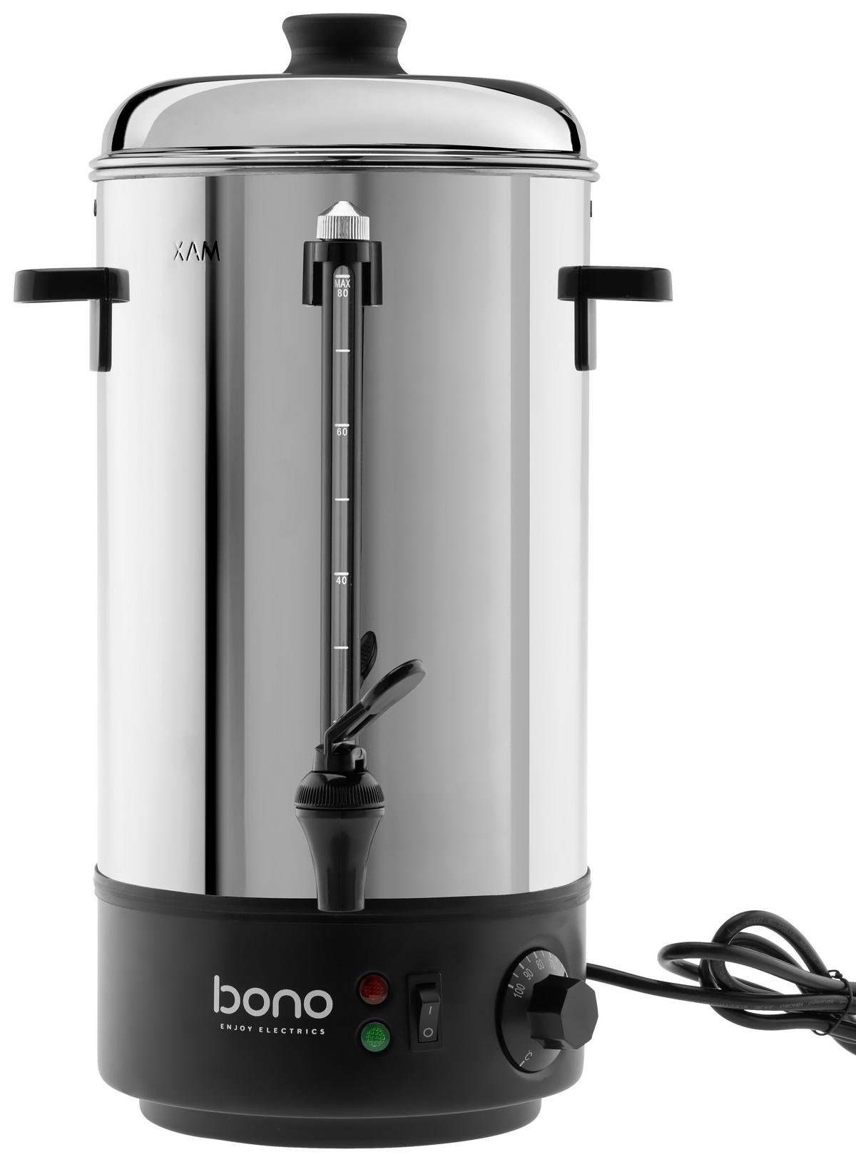 Heißgetränkespender Mit Zapfhahn 8 Liter Bis 100 Grad - Edelstahlfarben/Schwarz, Basics, Metall (33,5/58cm) - Bono