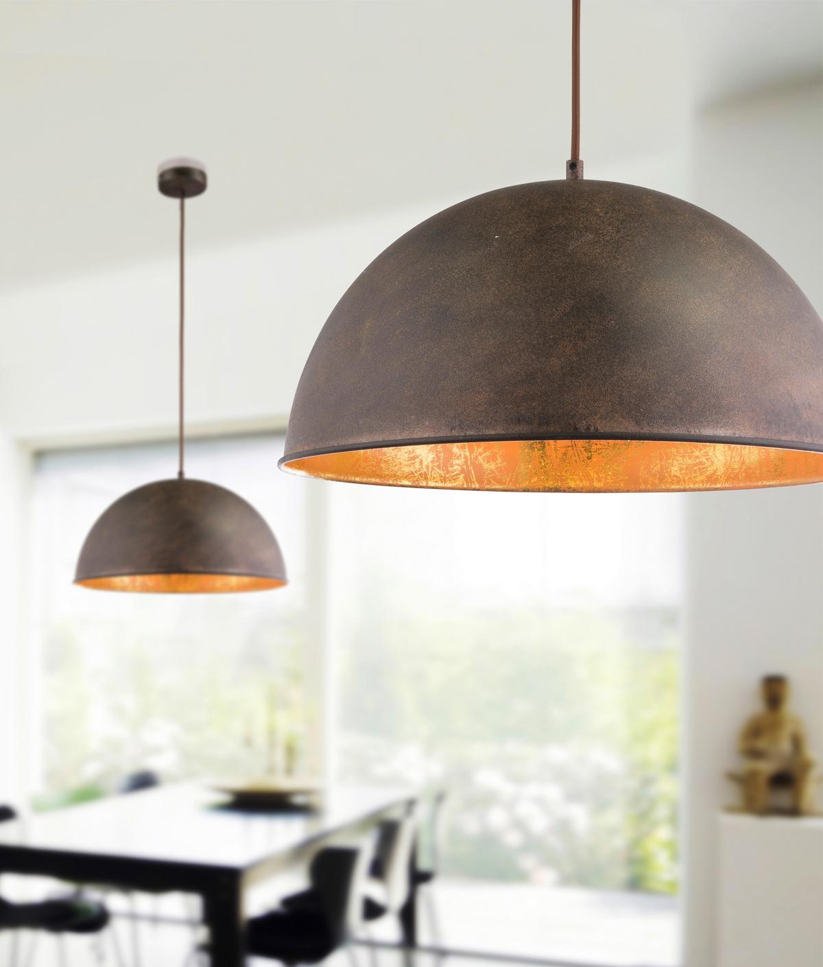 Hängeleuchte Xirena I H: 120 cm 1-Flammig - Rostfarben/Goldfarben, Trend, Metall (41/120cm) - Globo
