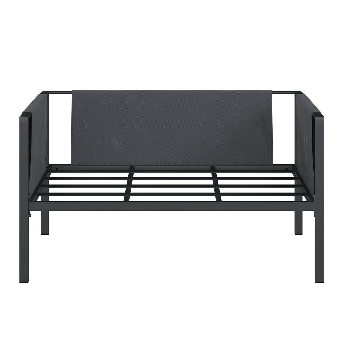 Loungegarnitur 4-tlg Padua Metall/kunststoff Mit Kissen - Dunkelgrau/Schwarz, MODERN, Holz/Kunststoff - Beldano
