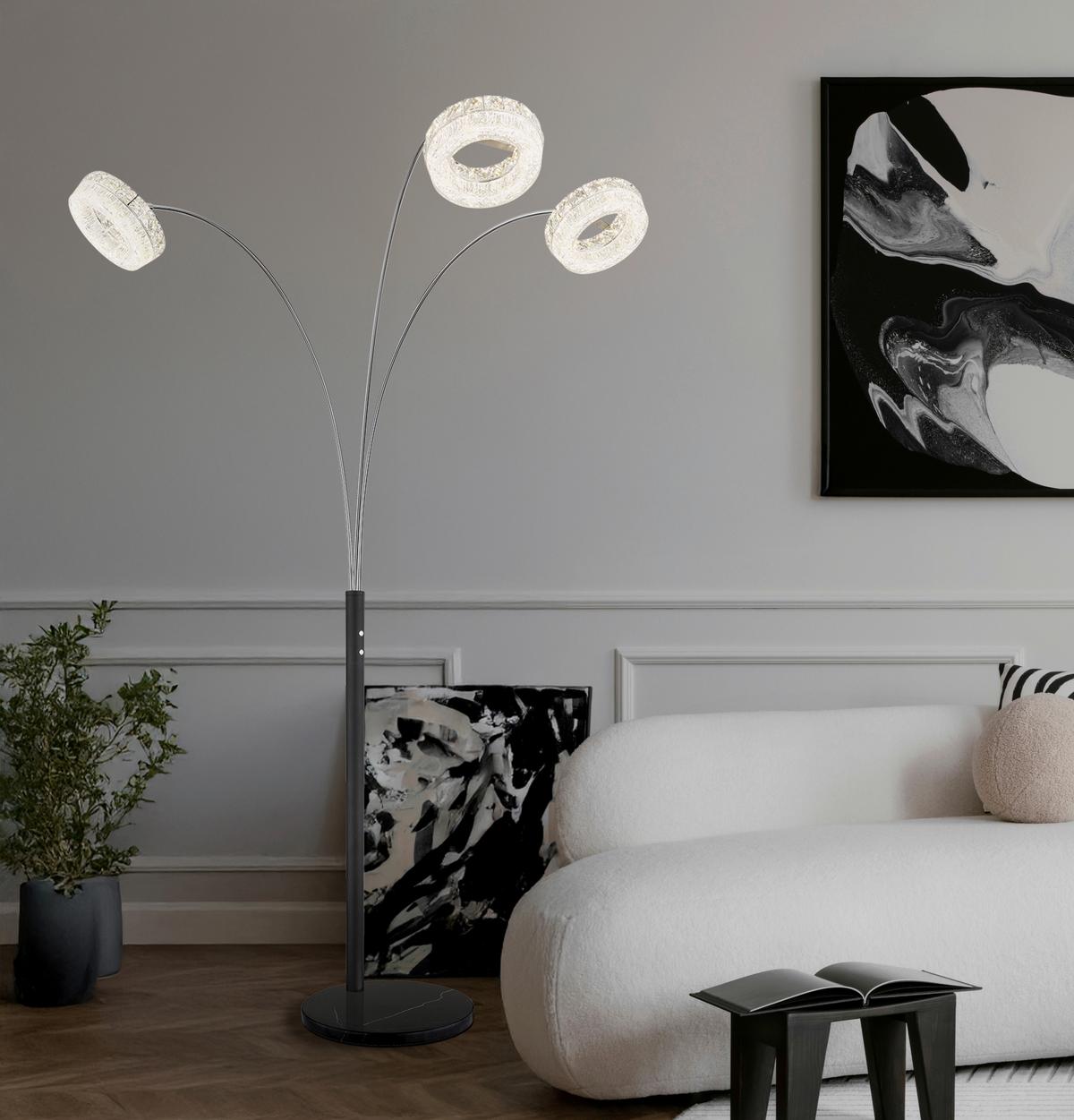 Led-stehleuchte Memory-Funktion - Klar/Schwarz, Design, Glas/Kunststoff (82,5/102/190cm) - Globo