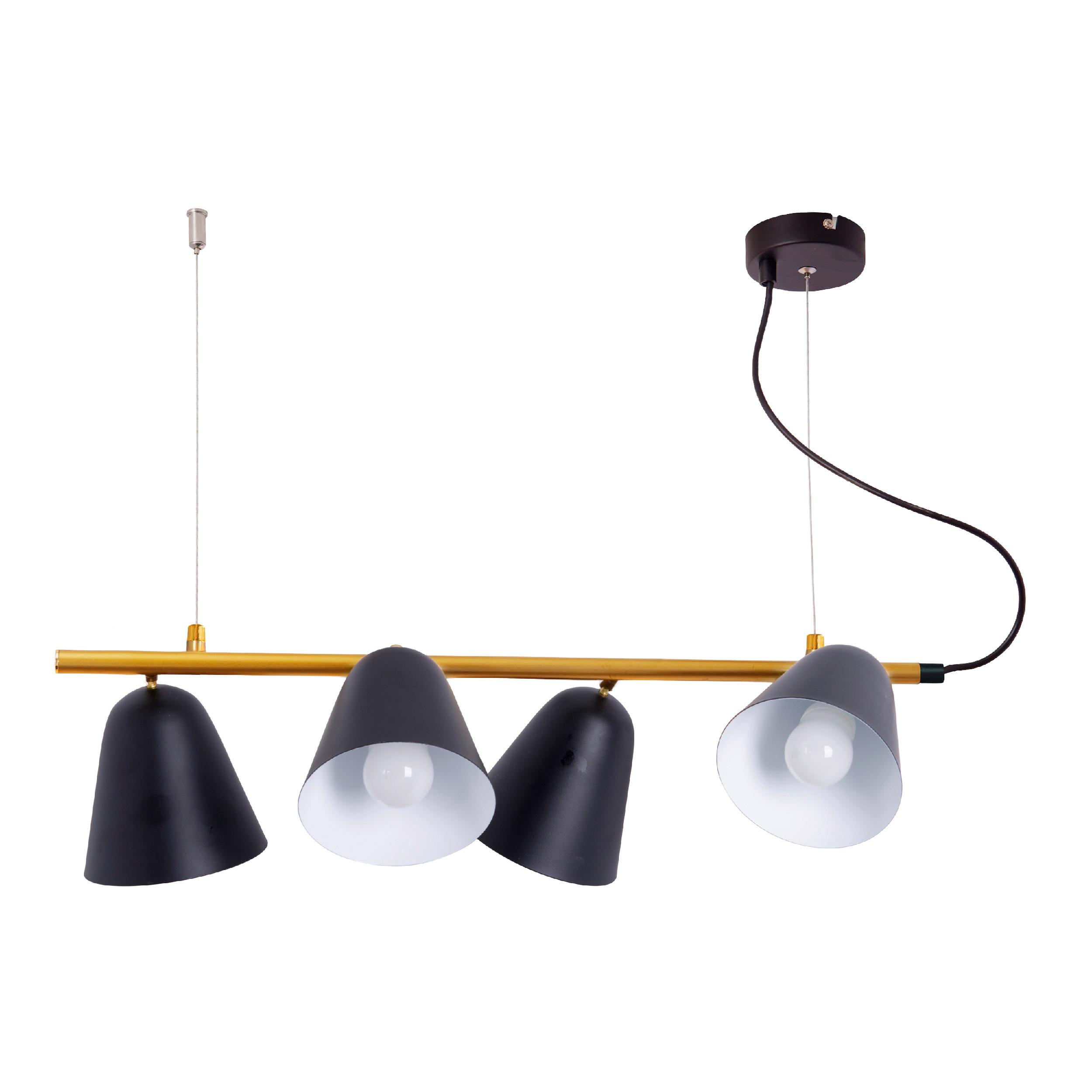 Hängeleuchte Triton H: 126 cm 4-Flammig - Goldfarben/Schwarz, Design, Metall (61/13/126cm) - Näve