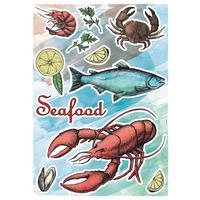 Wandtattoo Seafood - Multicolor, Basics, Kunststoff (50/70cm) - Komar