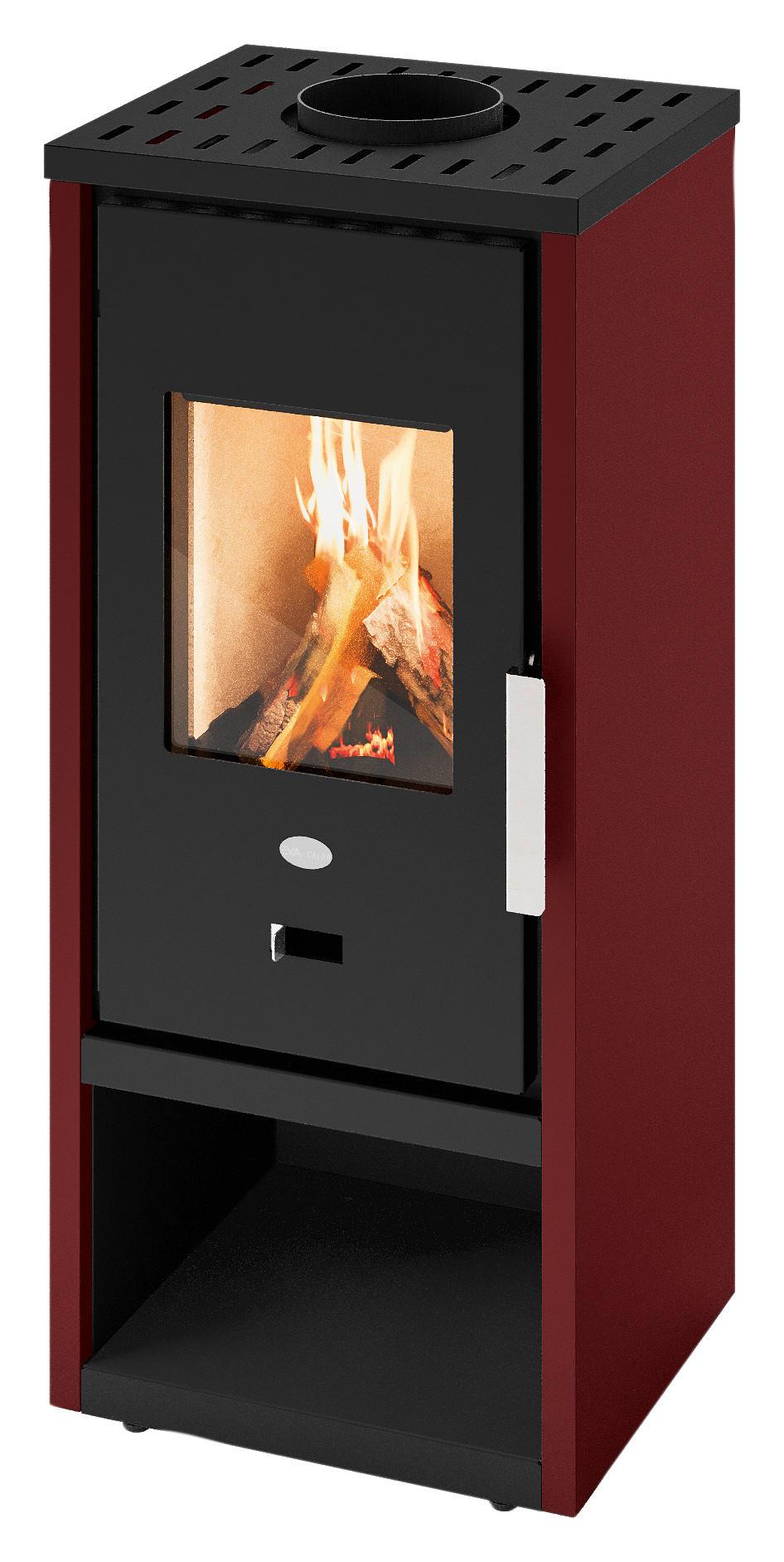 Kaminofen Glida Rot/schwarz Metall 4,2kw - Rot/Schwarz, Basics, Metall (39,2/91,5/40,6cm)
