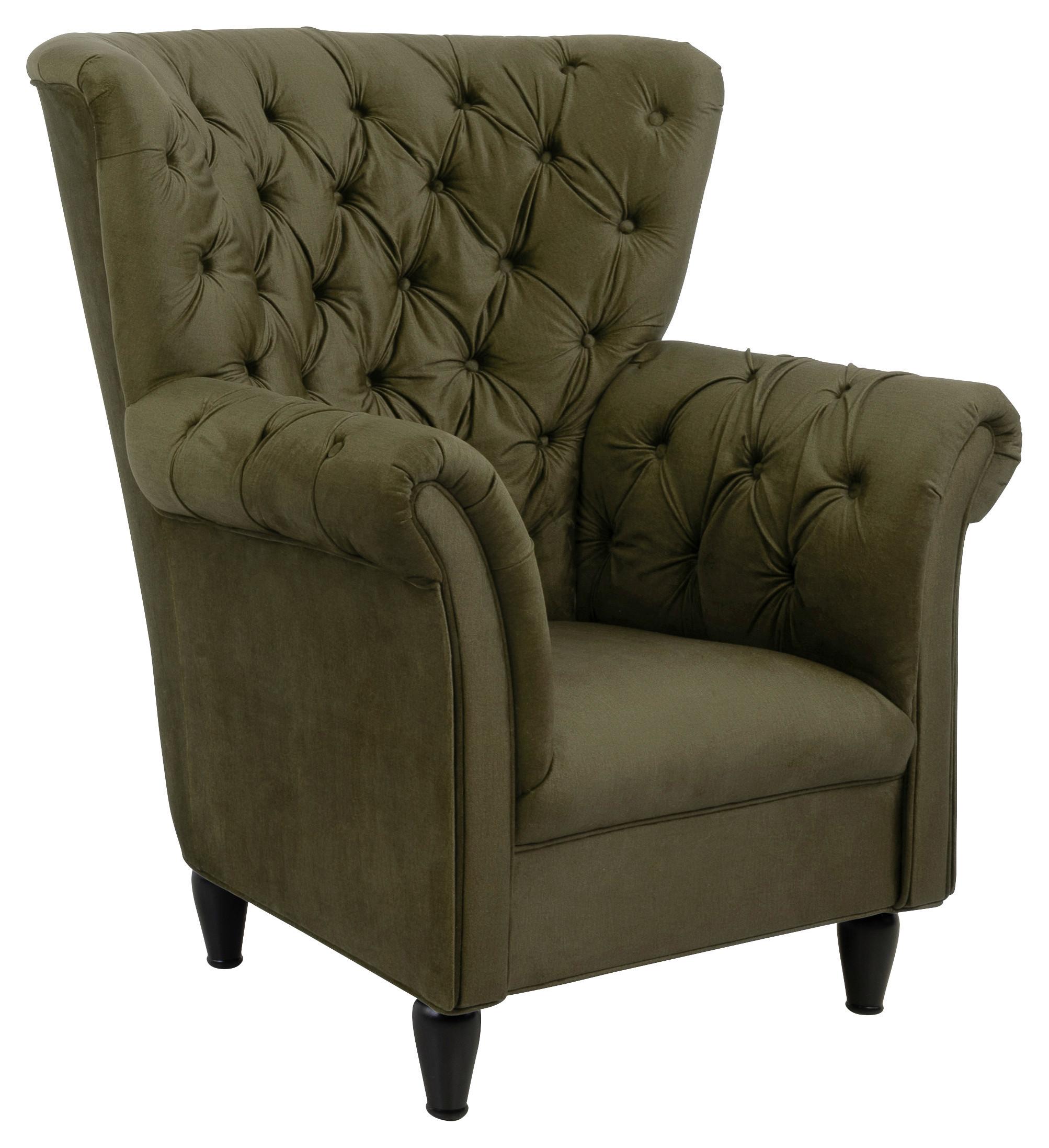 Ohrensessel Cupido - Schwarz/Olivgrün, Design, Textil (96/112/86cm) - MID.YOU
