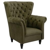 Ohrensessel Cupido - Schwarz/Olivgrün, Design, Textil (96/112/86cm) - MID.YOU