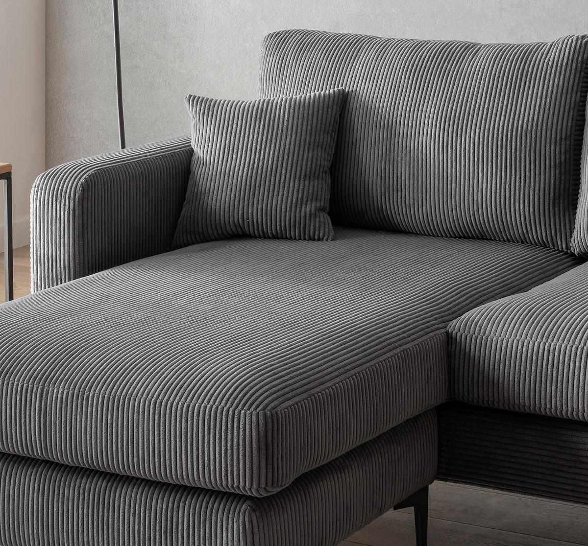 Ecksofa Eliza Grau S: 204x153 cm - Schwarz/Grau, Basics, Textil (204/153cm) - Livetastic