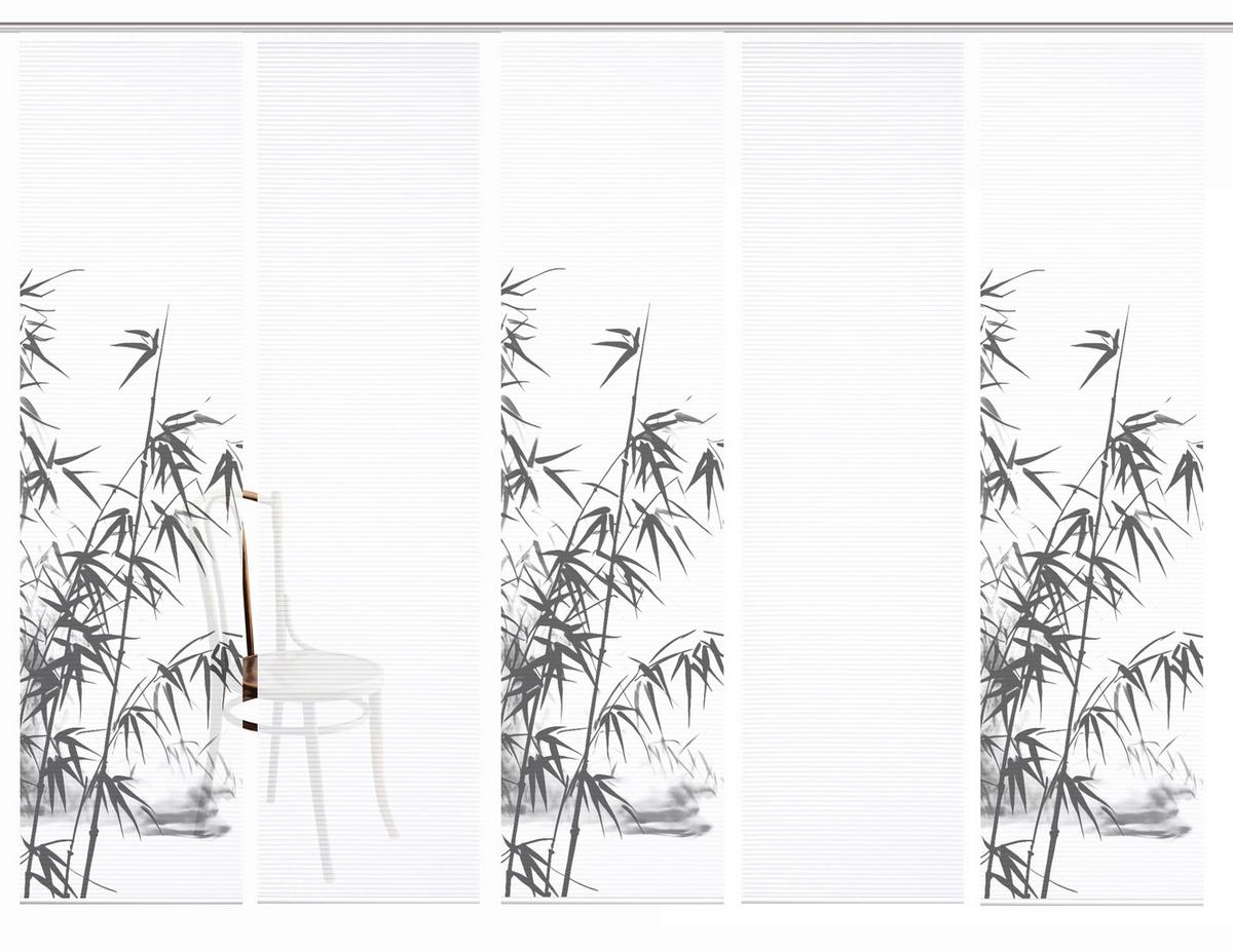 Flächenvorhang Rufus 5er Set - Grau Hochglanz/Weiß, Natur, Textil (60/245cm)