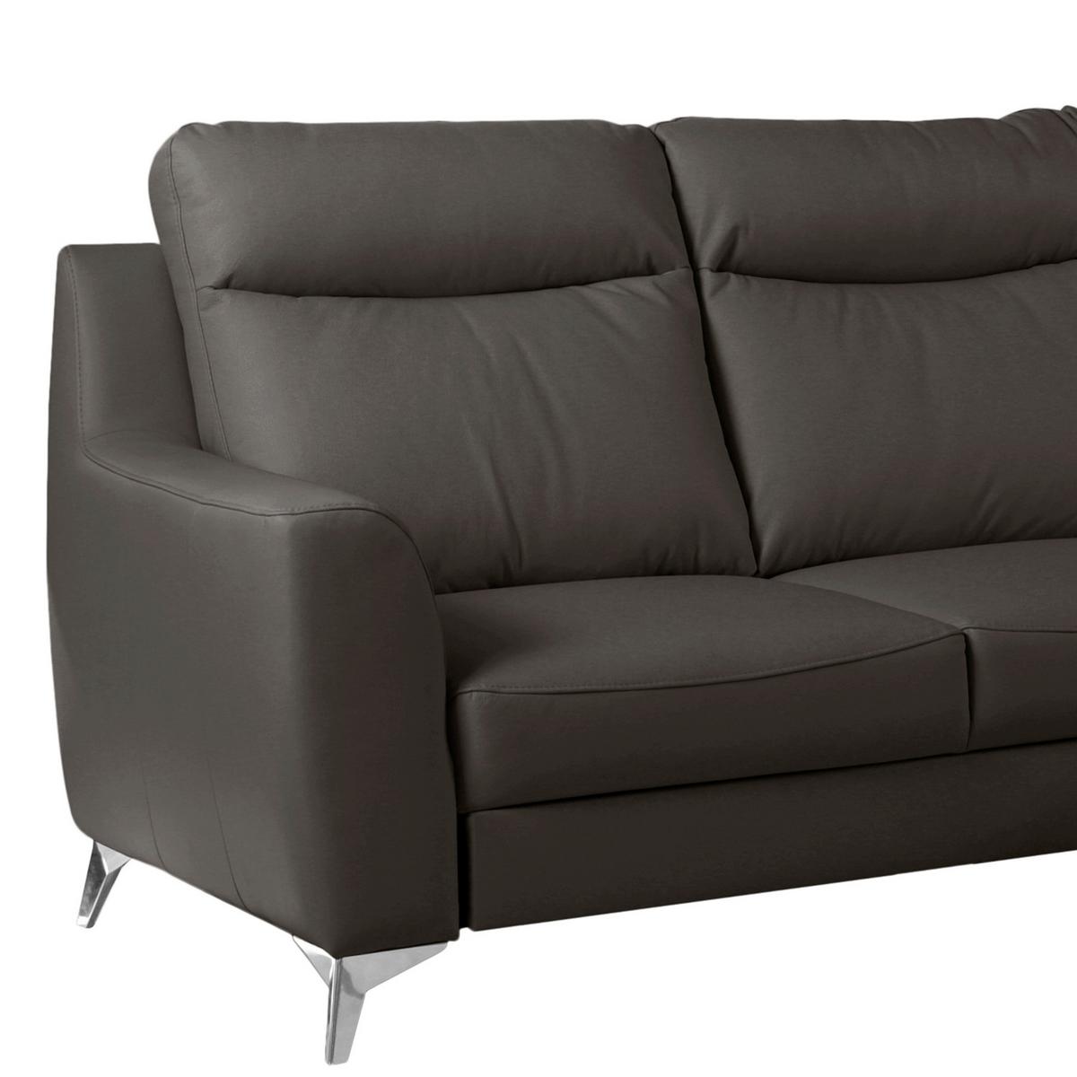 Ecksofa Gio Dunkelbraun S: 236x168 Cm - Chromfarben/Dunkelbraun, Design, Leder/Textil (236/168cm) - Livetastic