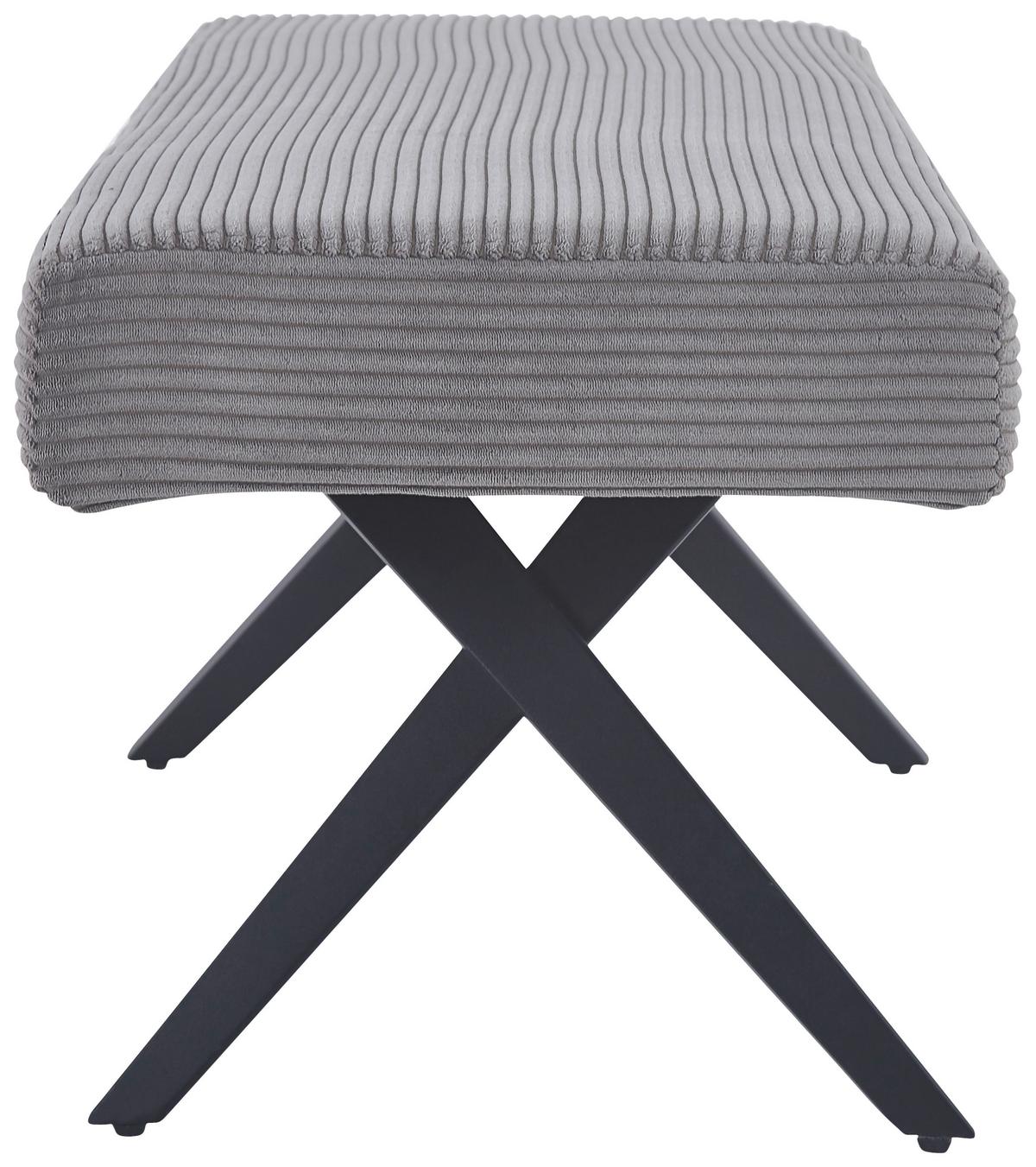 Sitzbank Ohne Lehne Cord Dunkelgrau, B: 140 Cm - Dunkelgrau/Schwarz, KONVENTIONELL, Textil/Metall (140/49/47cm) - MID.YOU
