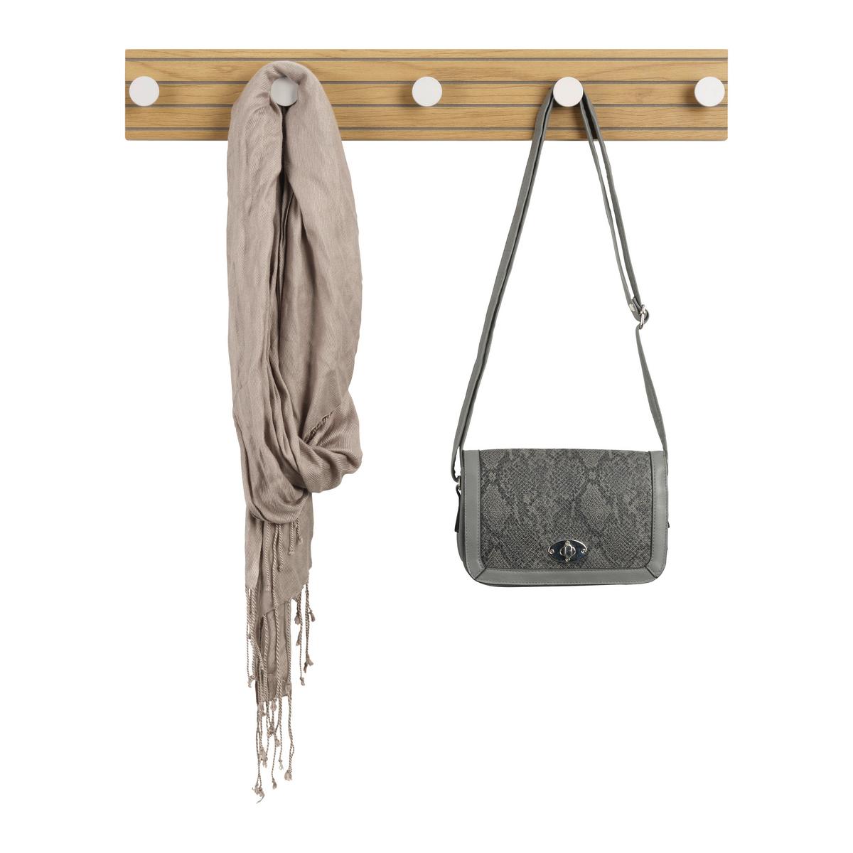 Nástenný vešiak Polar 5, š: 60 cm - kašmírová/farba duba, Modern, kov/kompozitné drevo (60/9/4cm) - Mömax