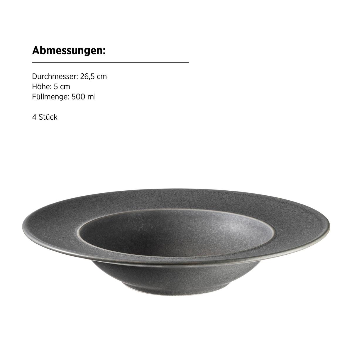 Pastatellerset Unico Anthrazit 4-Teilig - Anthrazit, Basics, Keramik - Mäser