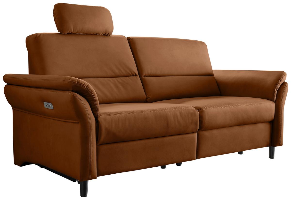 3-Sitzer-Sofa Cavoli, Cognac L B: 192 cm - Cognac/Schwarz, MODERN, Textil (192/90/89cm) - Livetastic