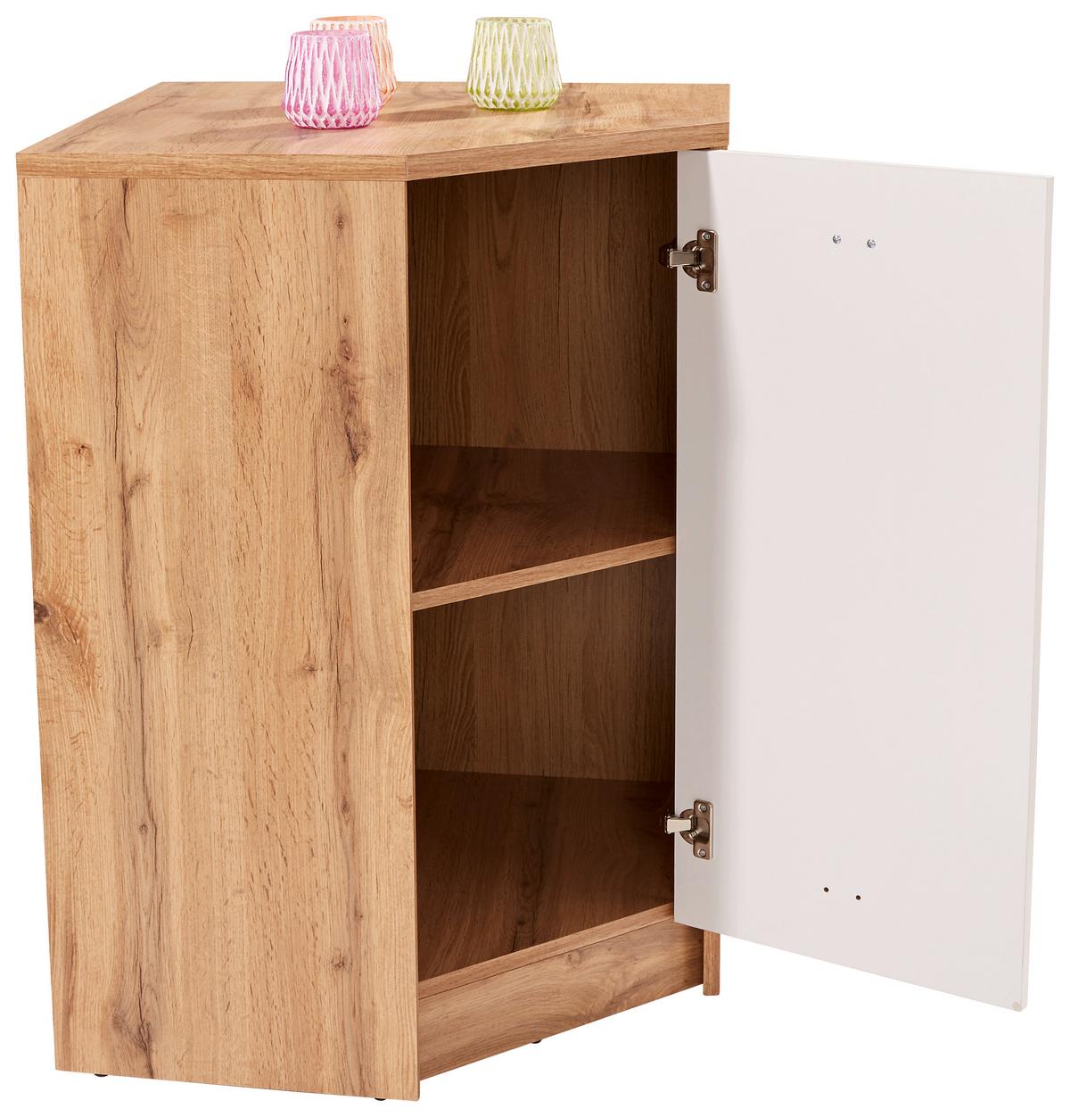 Sarokkomód 4-You - tölgyfa színű/fehér, Modern, faalapú anyag (60,9/85,4/60,9cm)