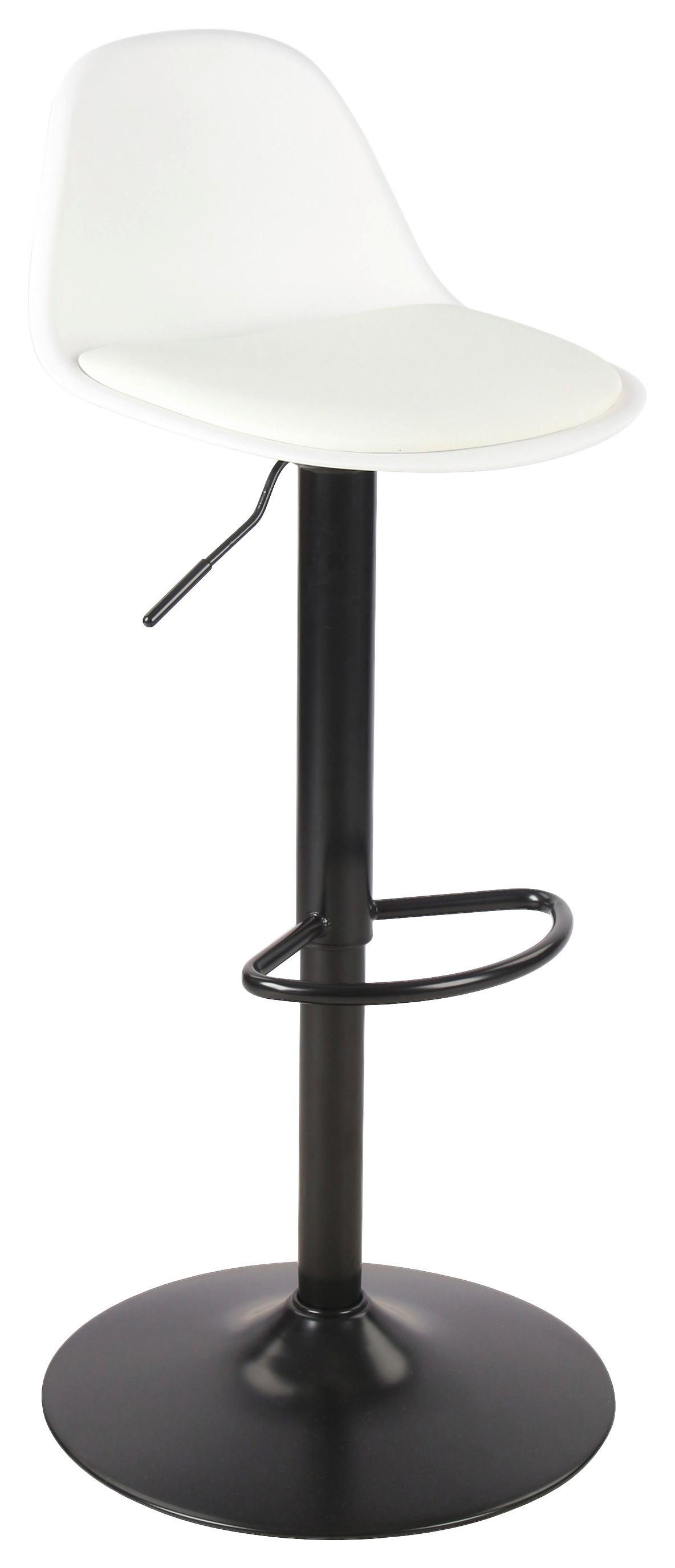 Barhocker höhenverstellbar Conte Lederlook Weiß - Schwarz/Weiß, MODERN, Kunststoff/Textil (40/103/43cm)