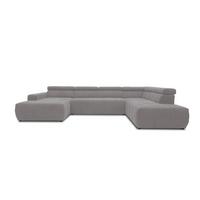 Wohnlandschaft Brandon mit Kopfteilverstellung Silber - Silberfarben/Schwarz, Design, Textil (175/359/228cm) - MID.YOU