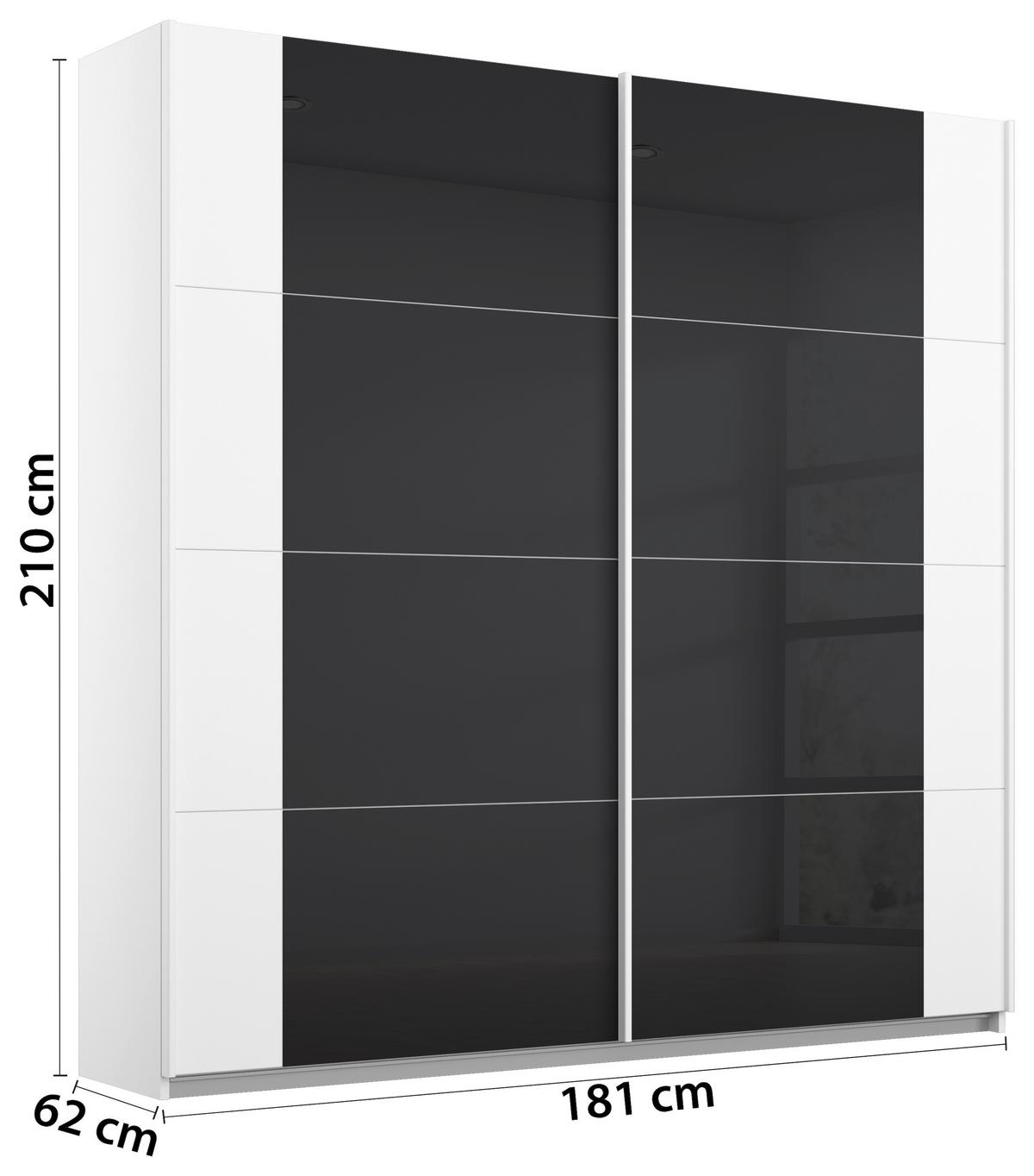 Schwebetürenschrank Artemis B: 181 Cm Anthrazit/weiß - Anthrazit/Weiß, MODERN, Glas/Holzwerkstoff (181/210/62cm) - Rauch Möbel