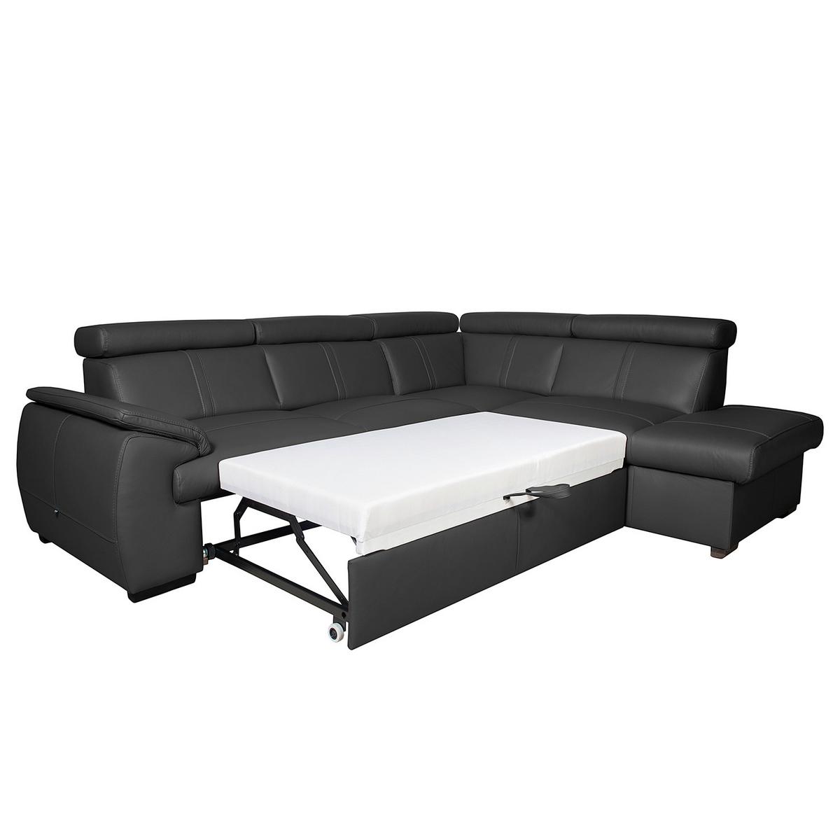 Ecksofa City Schwarz B: 265x211 Cm - Wengefarben/Schwarz, Design, Leder (265/211cm) - Livetastic