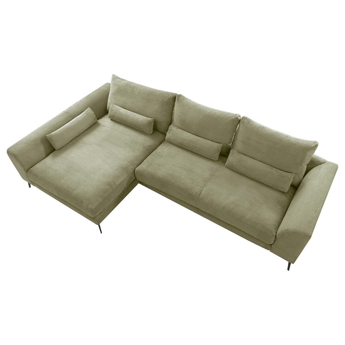 Ecksofa Berlin Cord Olivgrün 172x313 cm - Schwarz/Olivgrün, Design, Textil (172/313cm) - P & B